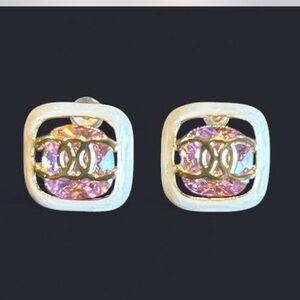 Fashion Jewelry Pink and Gold Earrings